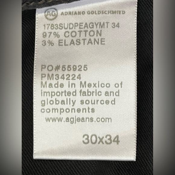 NEW ~ AG ADRIAN GOLDSCHMIED ~ Slim Fit Sueded Sateen Jeans 30X34 ~ Italian - Picture 6 of 7